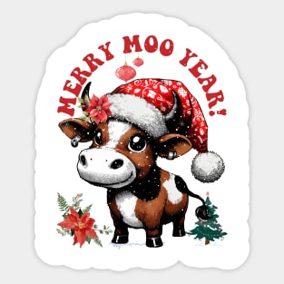 Jersey Cow - Merry Moo Year! Sticker
